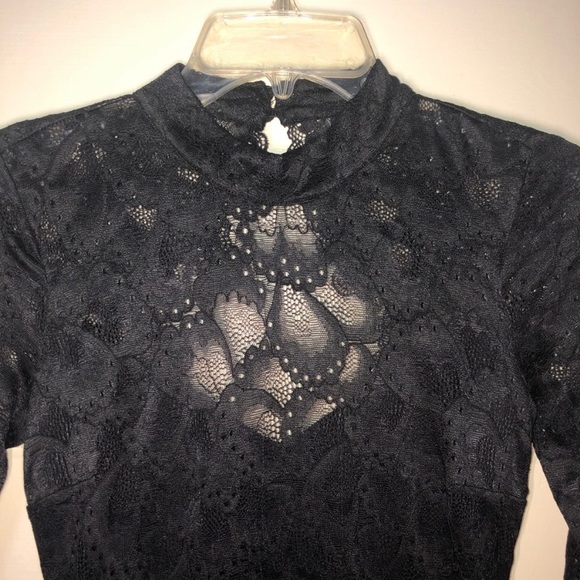 Bebe Black Open Back Lace Dress SP - Picture 5 of 7